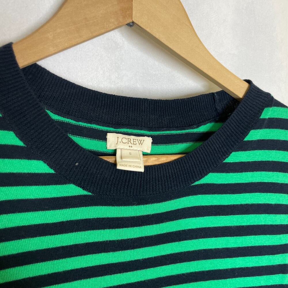 Women's Small J.Crew Green Stripe Cotton Blend Cardigan Sweater Set Preppy - Picture 7 of 8